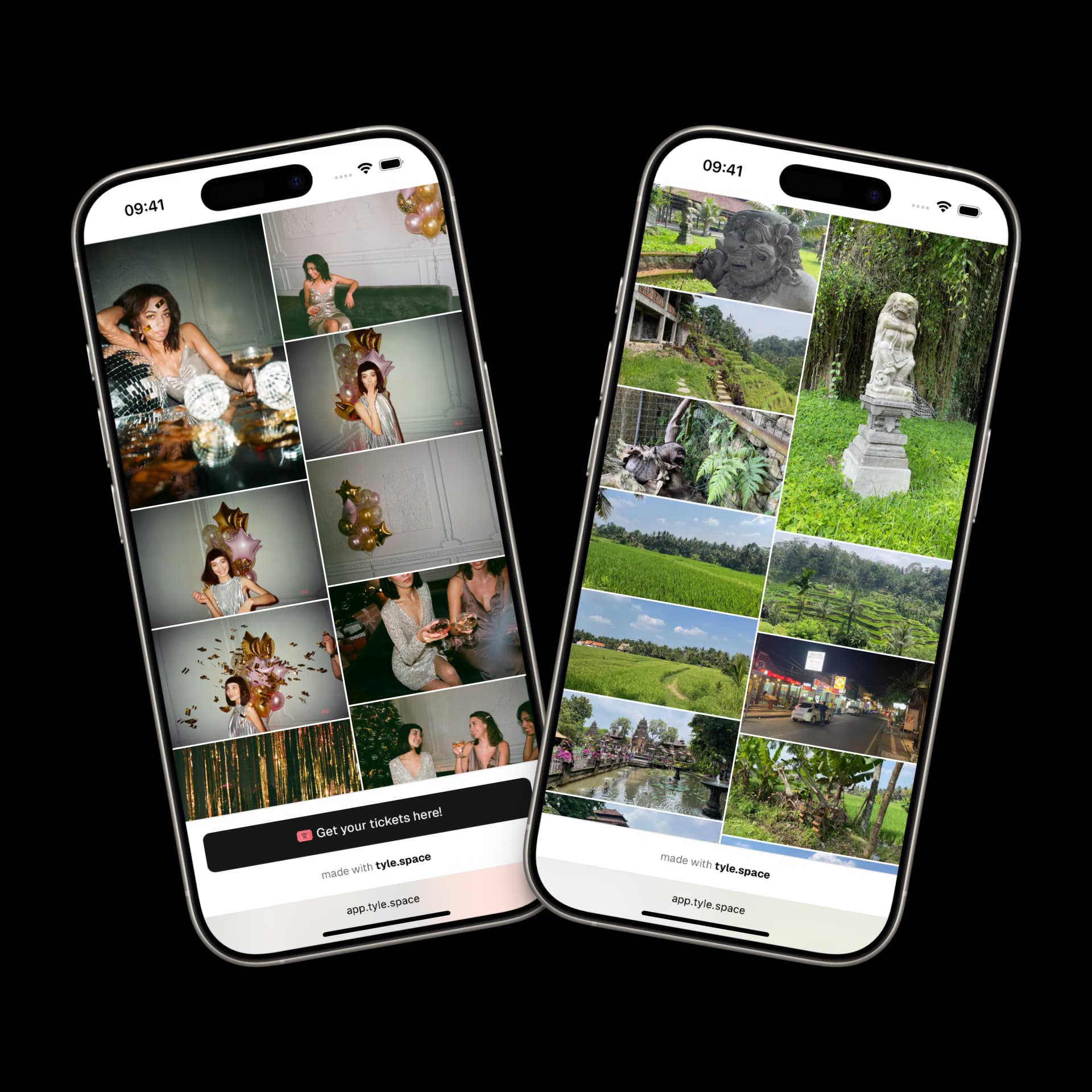Example of online gallery on two iPhones